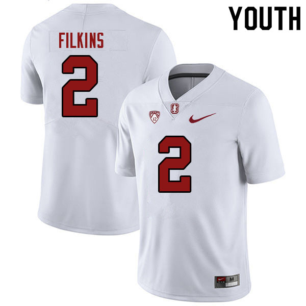 Youth #2 Casey Filkins Stanford Cardinal College Football Jerseys Sale-White - Click Image to Close
